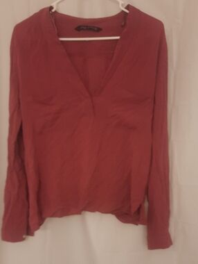 Zara Long Sleeve V-Neck Blouse -